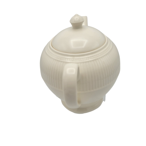 Vintage Windsor Teapot by Wedgwood England Porcelain Embossed Ribs & Dots Cream - Picture 3 of 12